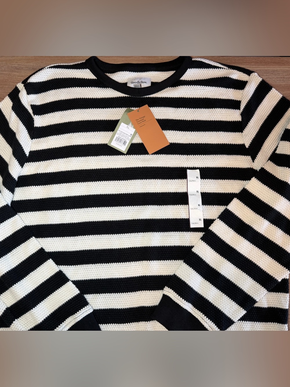 Goodfellow & Co Black and White Striped Crewneck Sweater